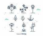 Geometrical Flowers and Leaf Vector