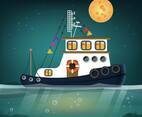 Tugboat Seascape Vector