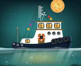 Tugboat Seascape Vector