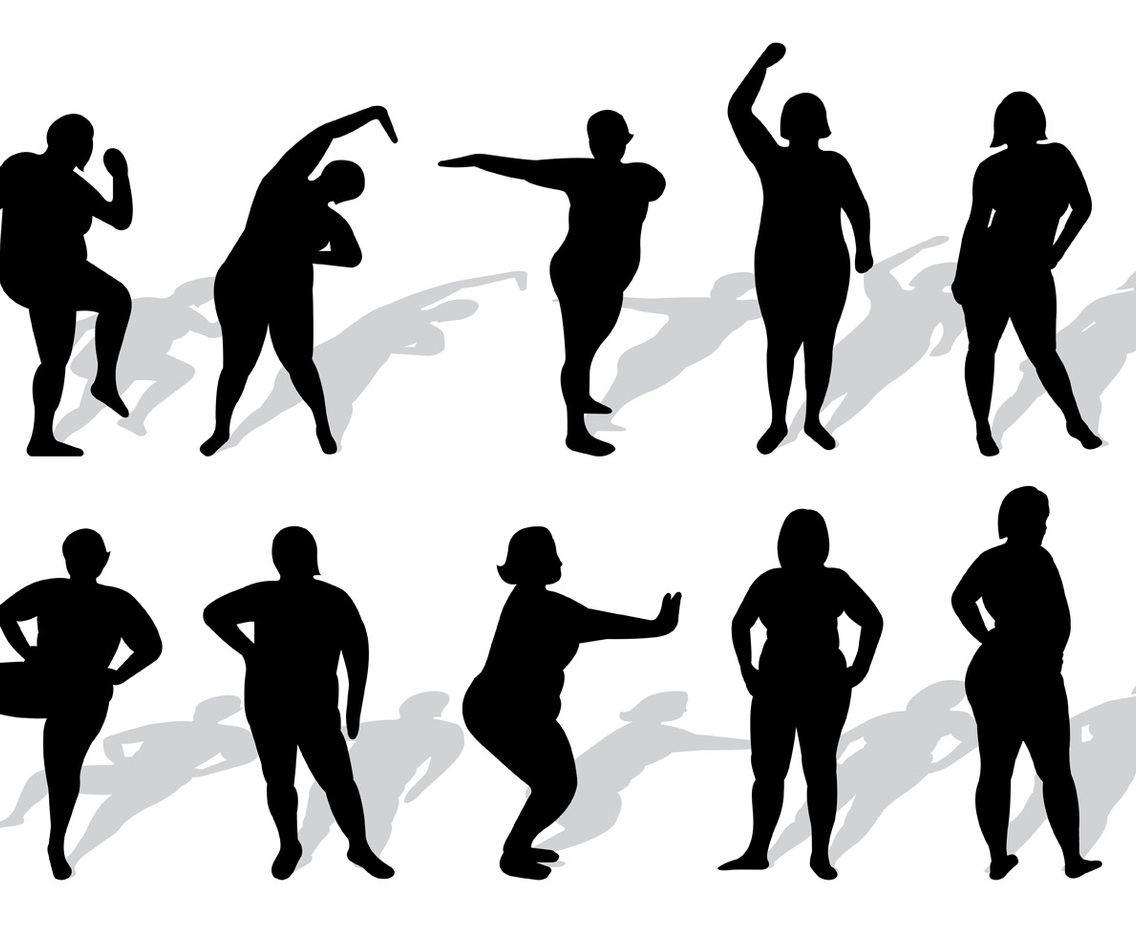 Set Of Plus Size Woman Silhouettes Vector