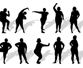Set Of Plus Size Woman Silhouettes Vector