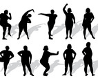 Set Of Plus Size Woman Silhouettes Vector