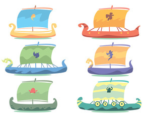 Viking Ship Vector Set