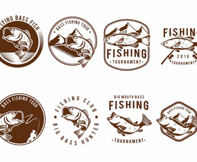 Bass Fish Badge Set