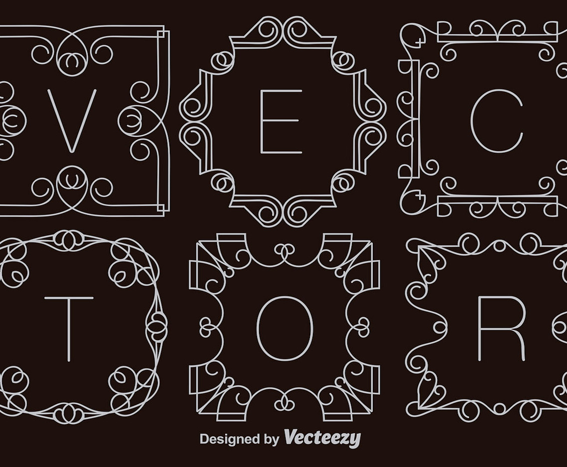 Set Of Vector White Monograms