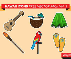 Hawaii Icons Free Vector Pack Vol. 3
