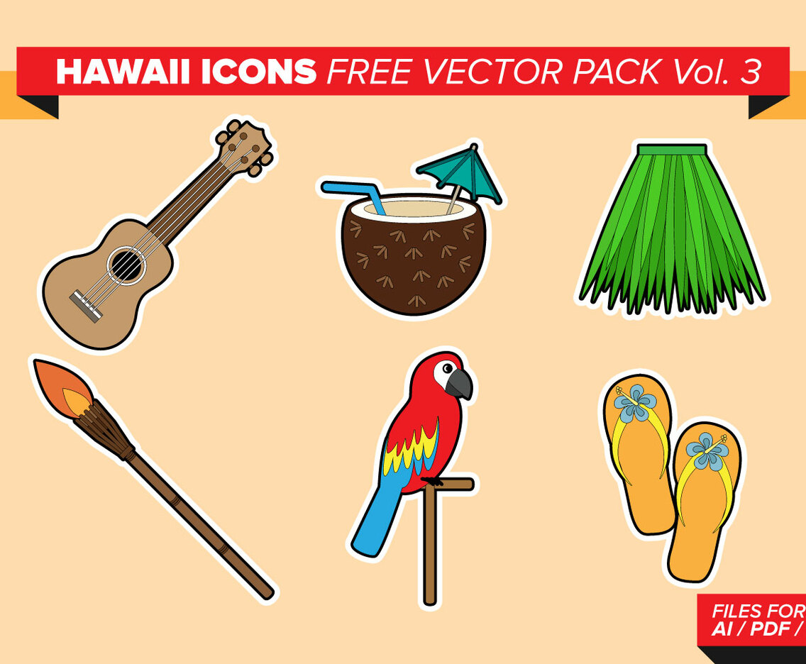 Hawaii Icons Free Vector Pack Vol. 3