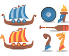 Viking Ship Vector Set