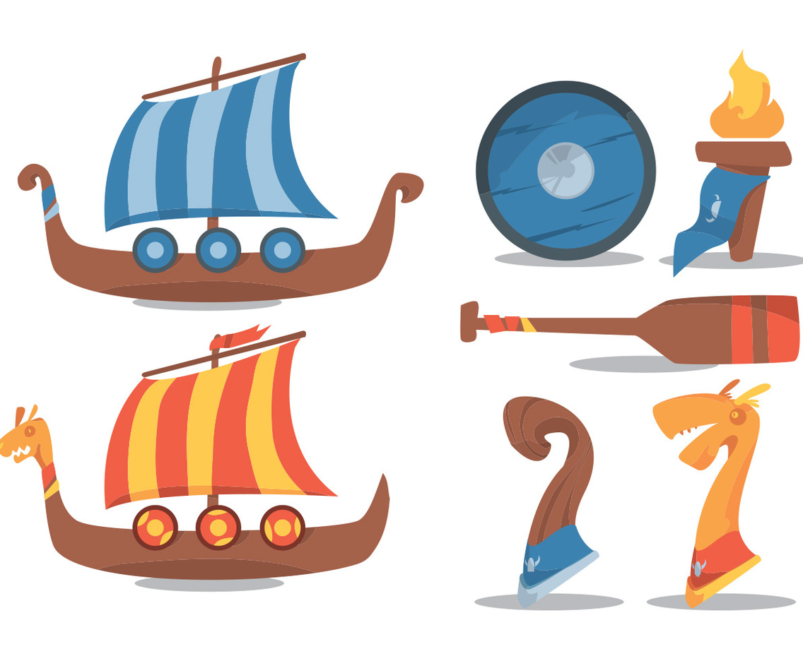 Viking Ship Vector Set