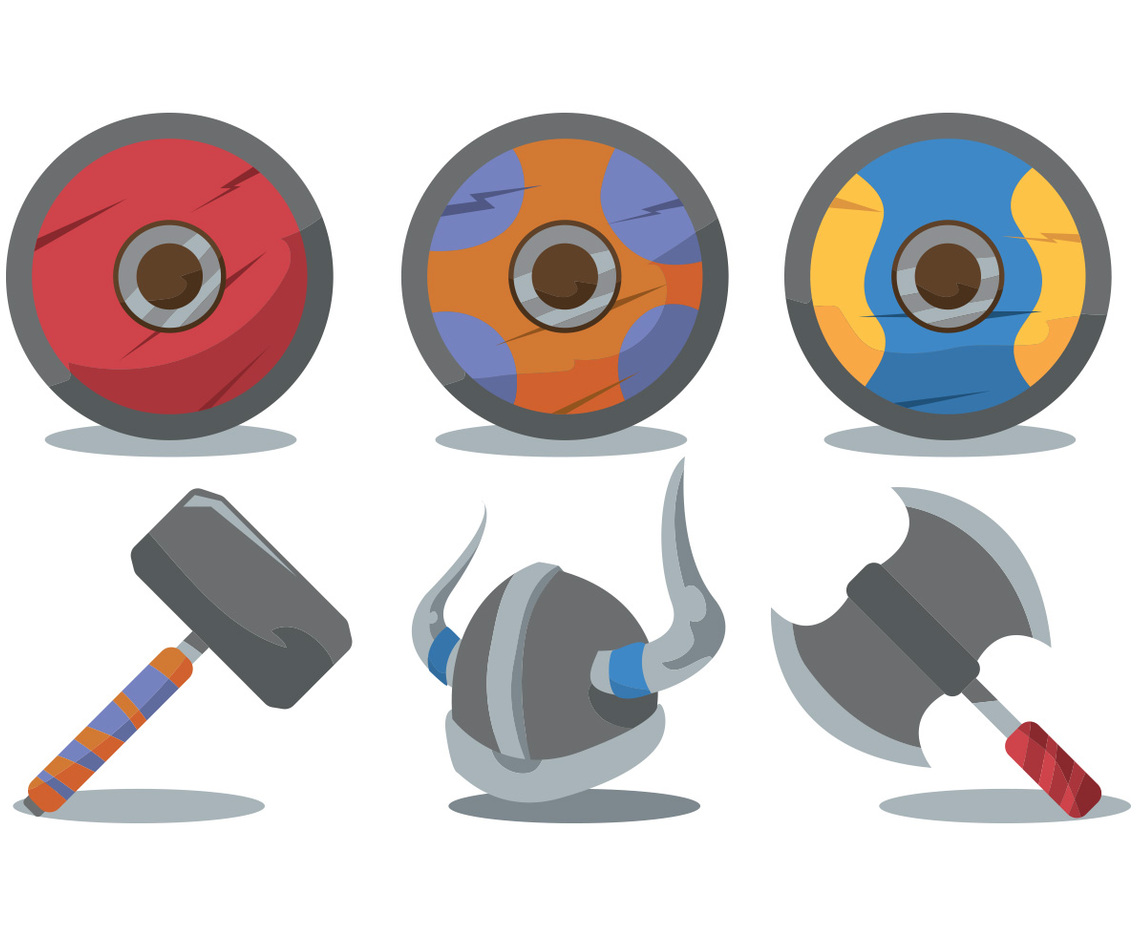 Viking Shield and Weapon Vector Set