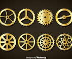 Gold Clock Gears Vector