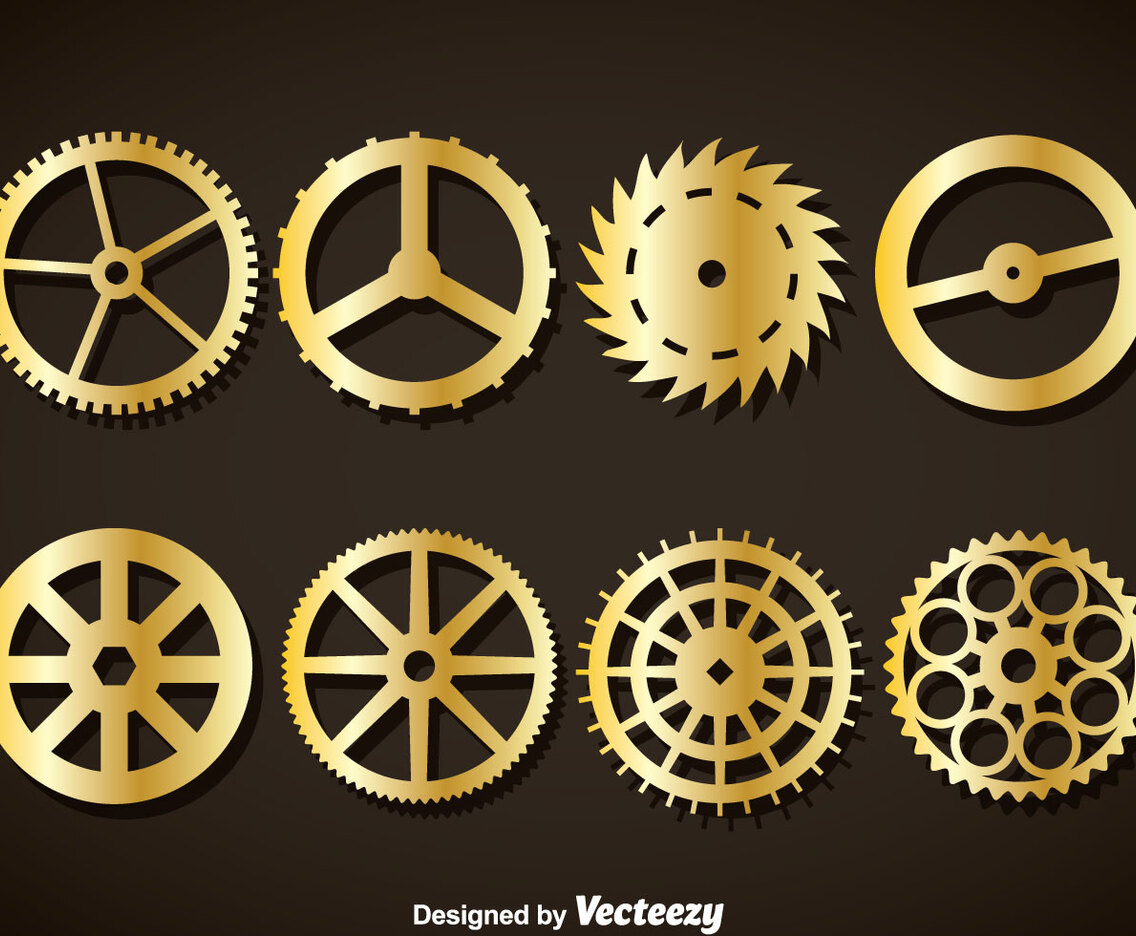 Gold Clock Gears Vector