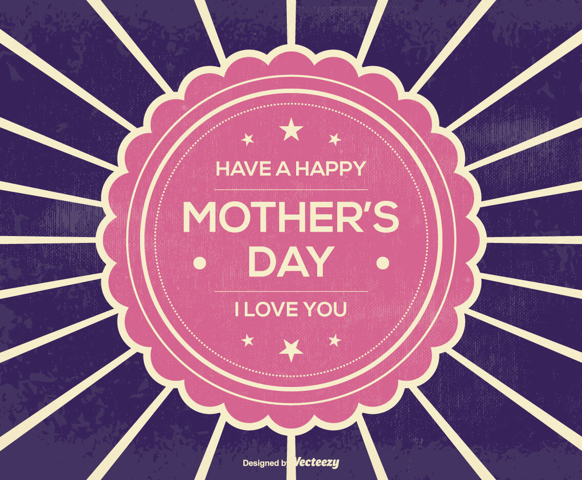 Retro Sunburst Mother's Day Illustration
