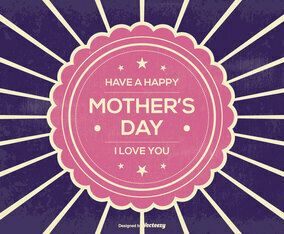 Retro Sunburst Mother's Day Illustration