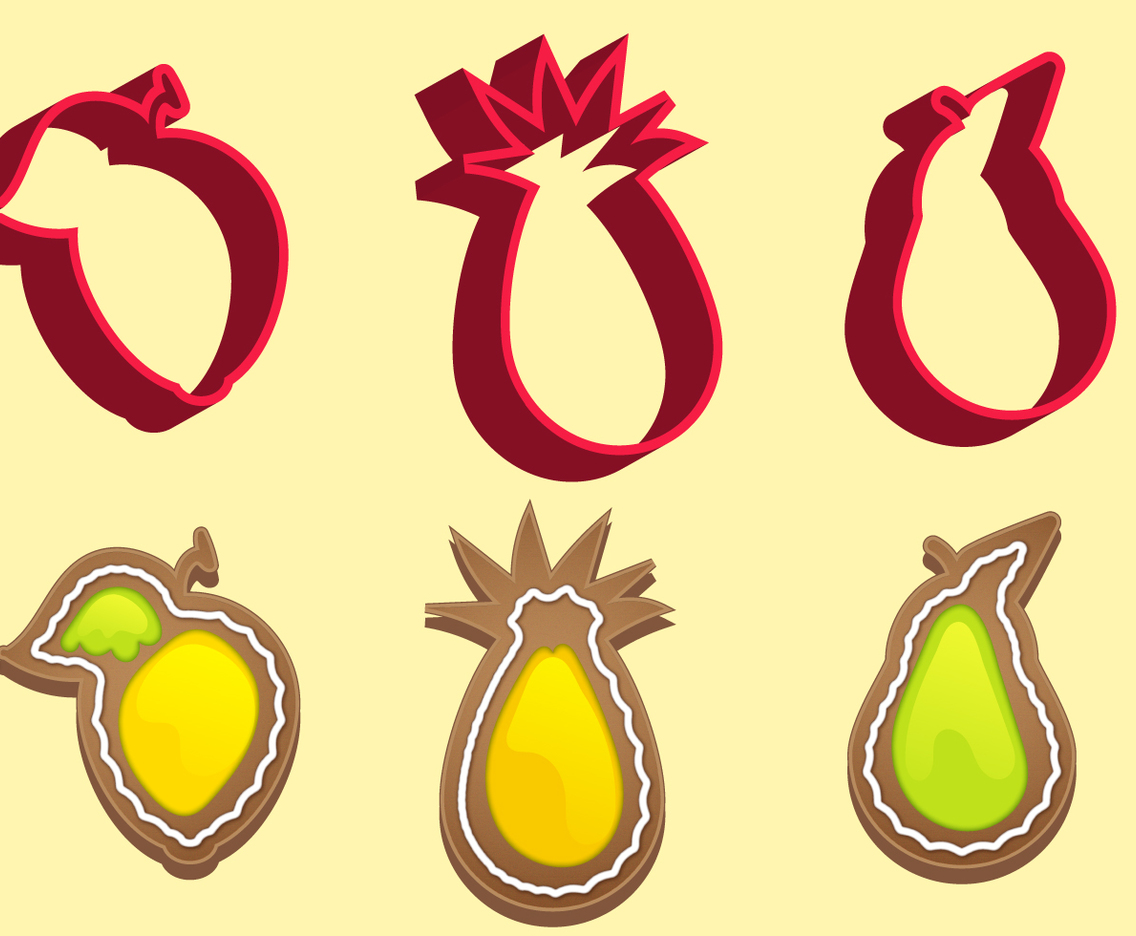 Cookie Cutter Fruit Vector Set C