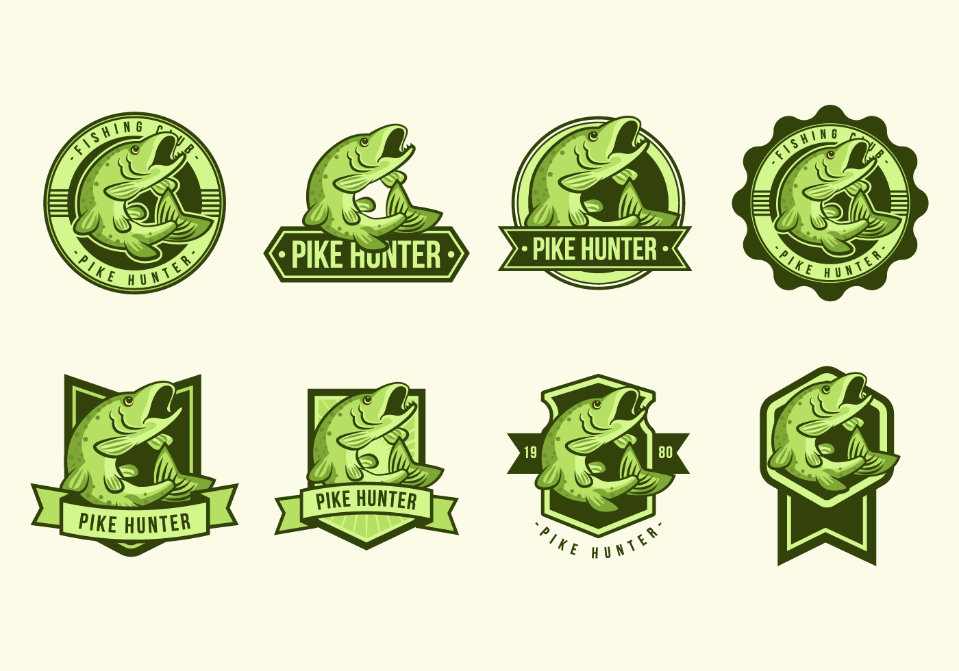 Free Pike Fish Badges Vectors