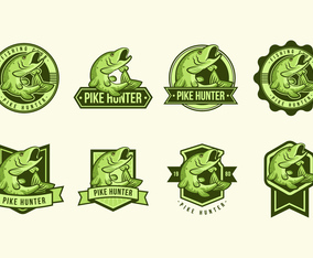 Free Pike Fish Badges Vectors