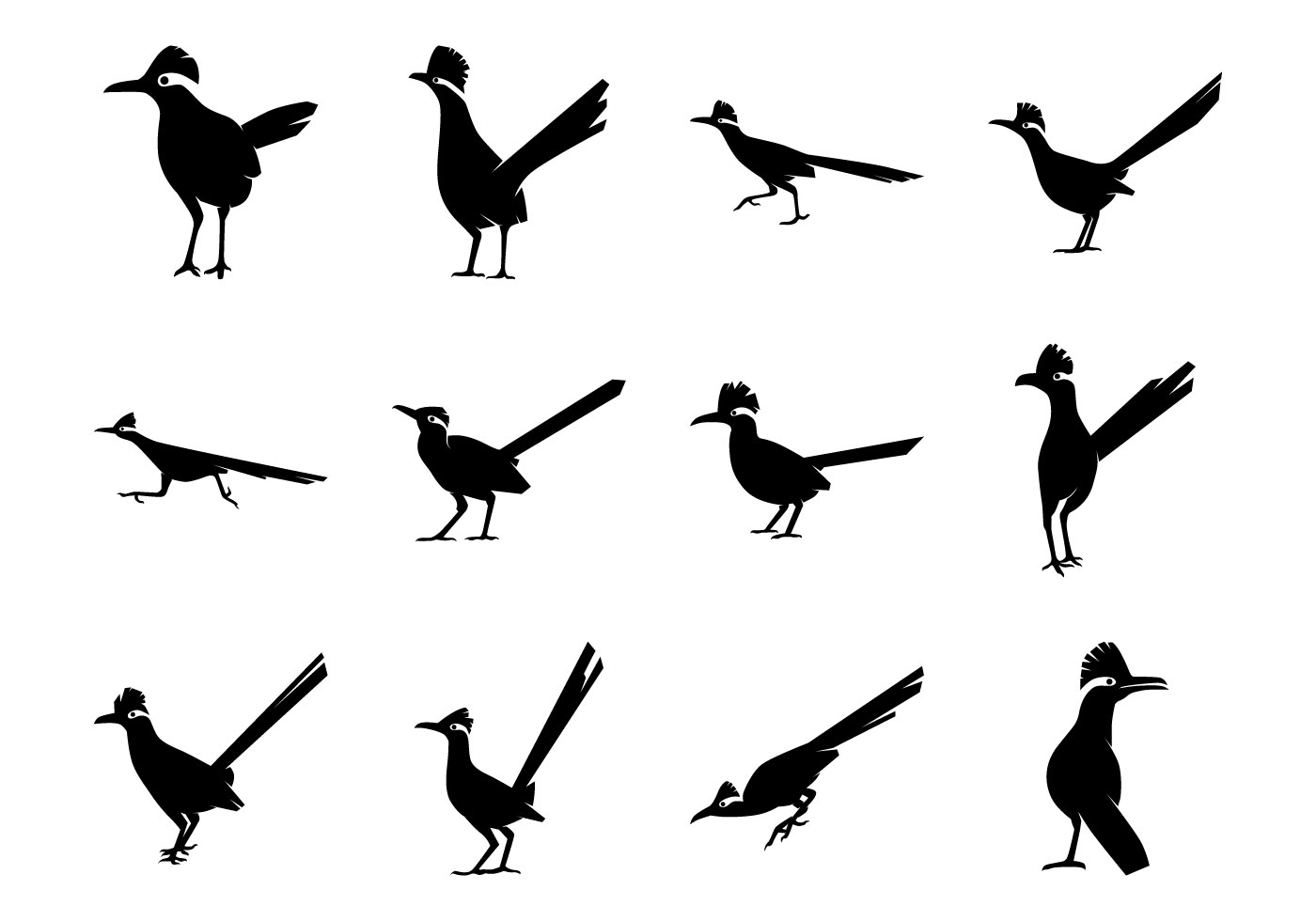 Free Roadrunner Bird Silhoutte Vector Pack