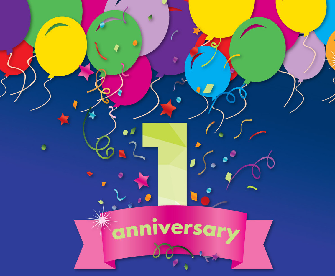 First Anniversary Vector Card