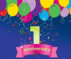 First Anniversary Vector Card