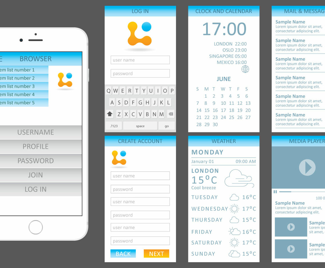 Blue Web Kit For Mobile Devices