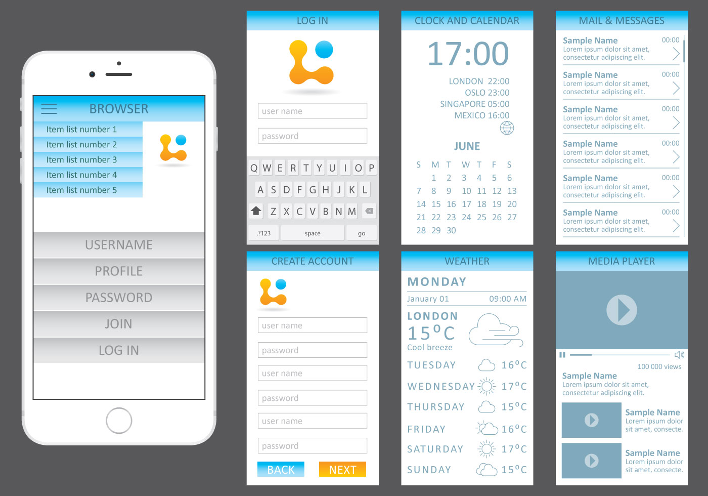 Blue Web Kit For Mobile Devices