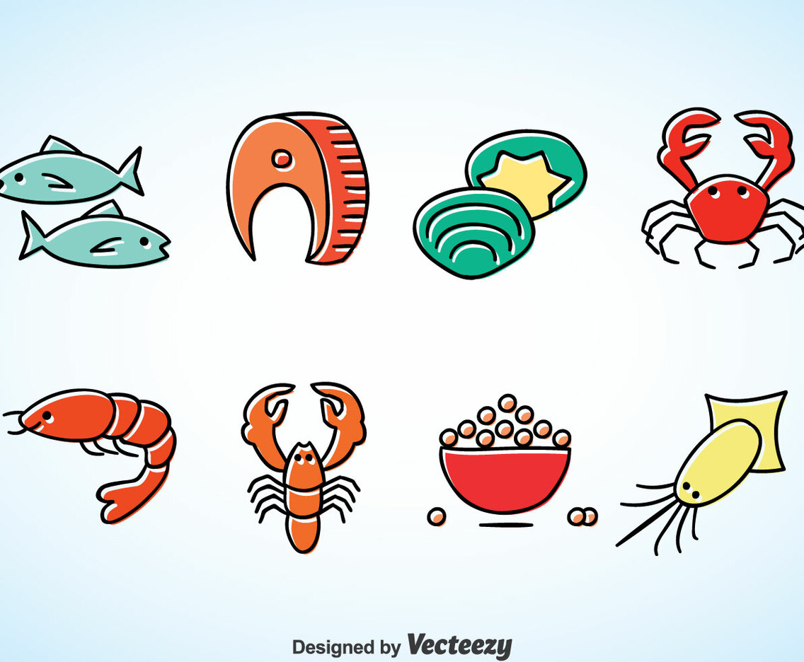 Seafood Cartoon Vector