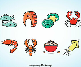 Seafood Cartoon Vector