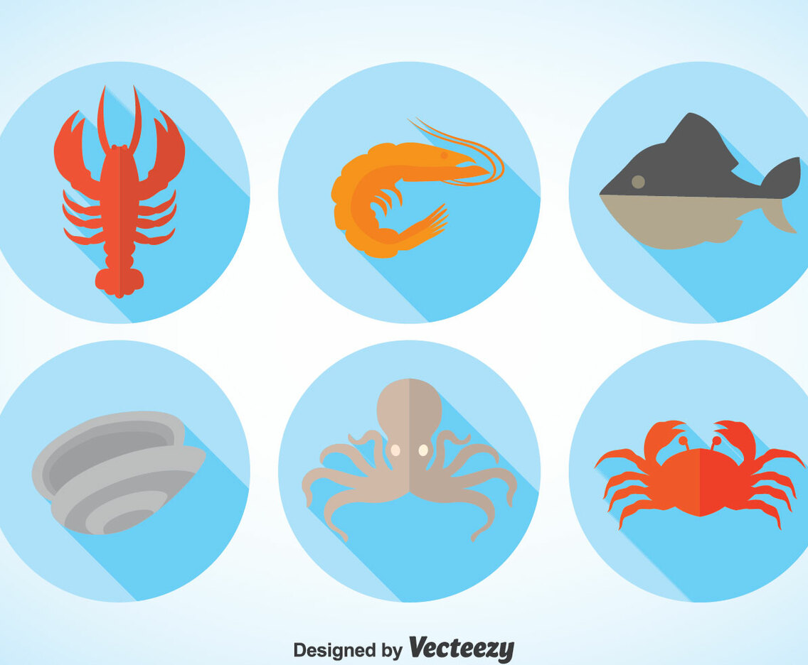 Seafood Long Shadow Vector