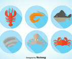 Seafood Long Shadow Vector
