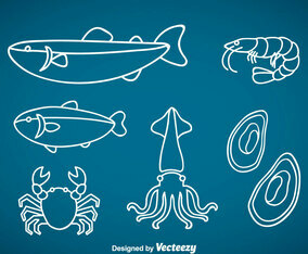 Seafood Outline Vector
