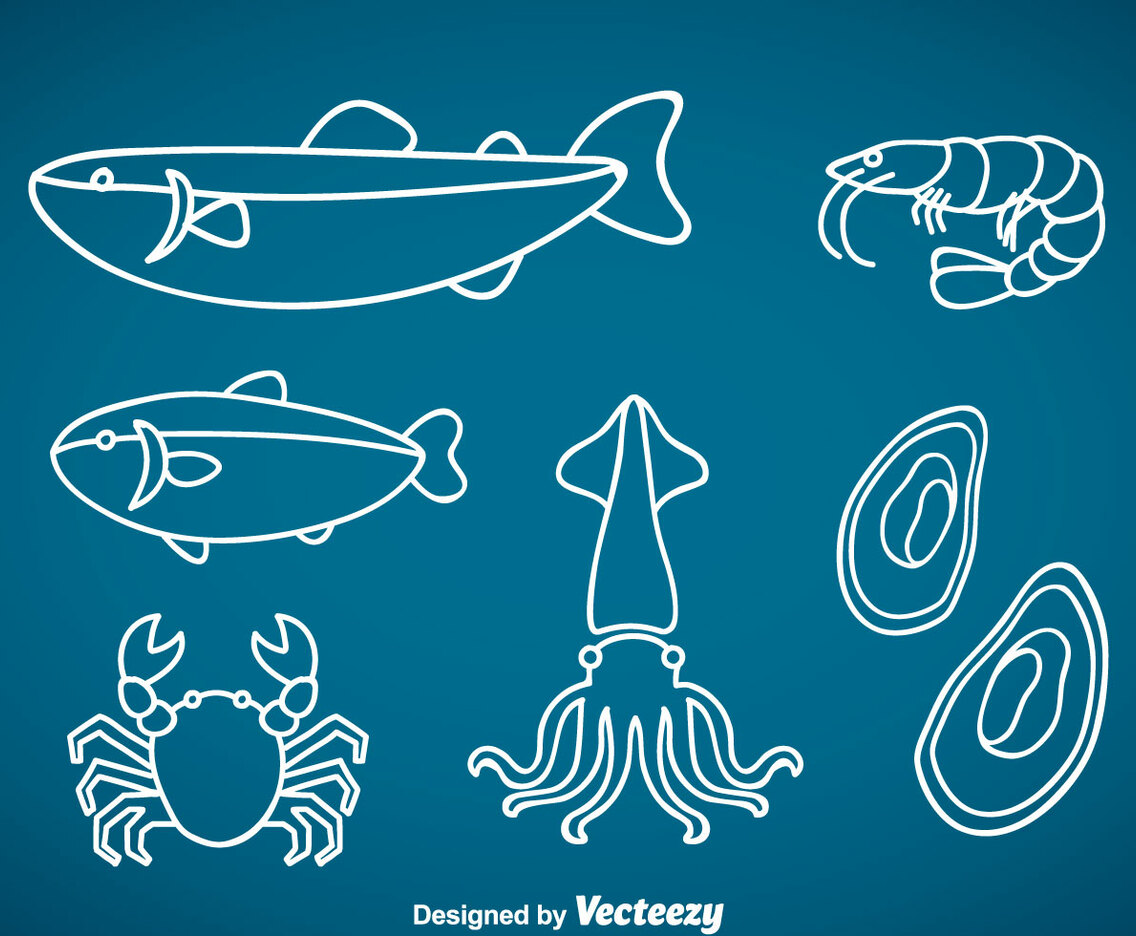 Seafood Outline Vector