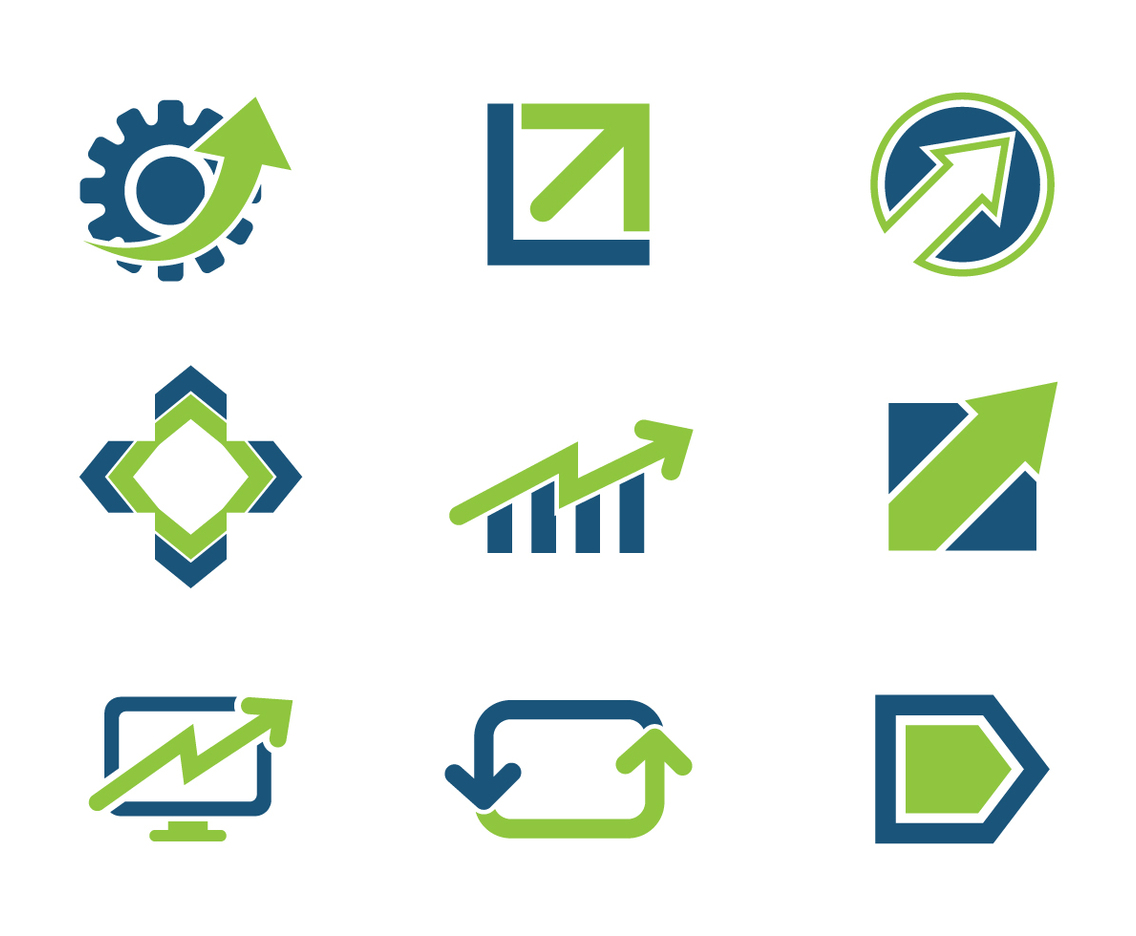 Free Blue Green Growth Business Logo Icons