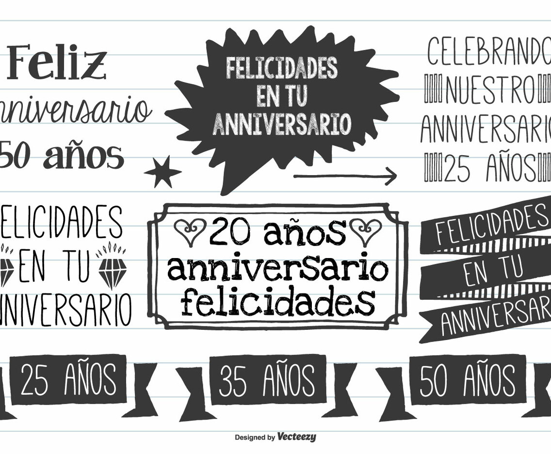 Cute Hand Drawn Style Anniversario Labels