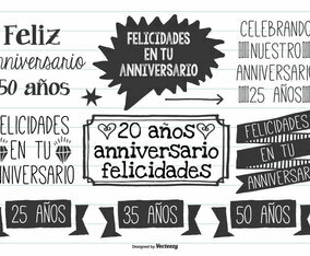 Cute Hand Drawn Style Anniversario Labels