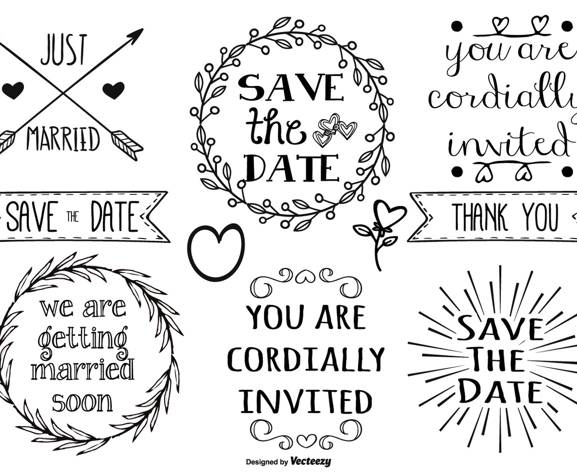 Cute Hand Drawn Style Marriage Labels