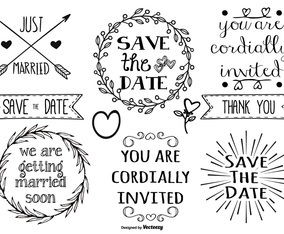 Cute Hand Drawn Style Marriage Labels