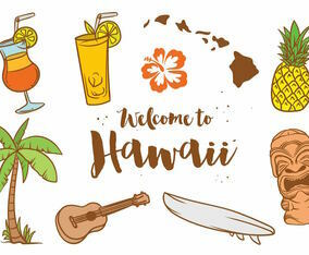 Hawaii Icon Vector Set