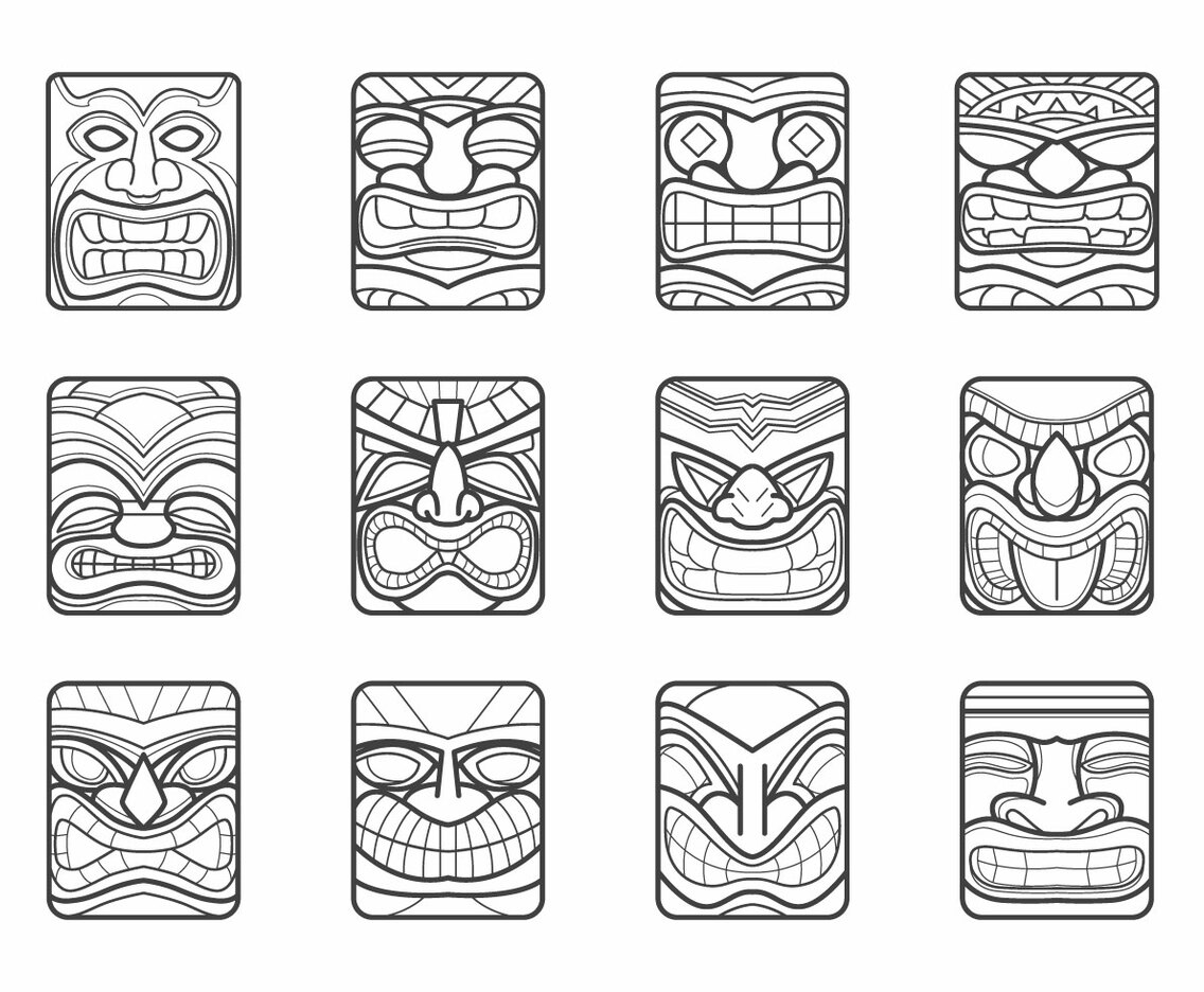 Hawaii Tiki Mask Vector Pack