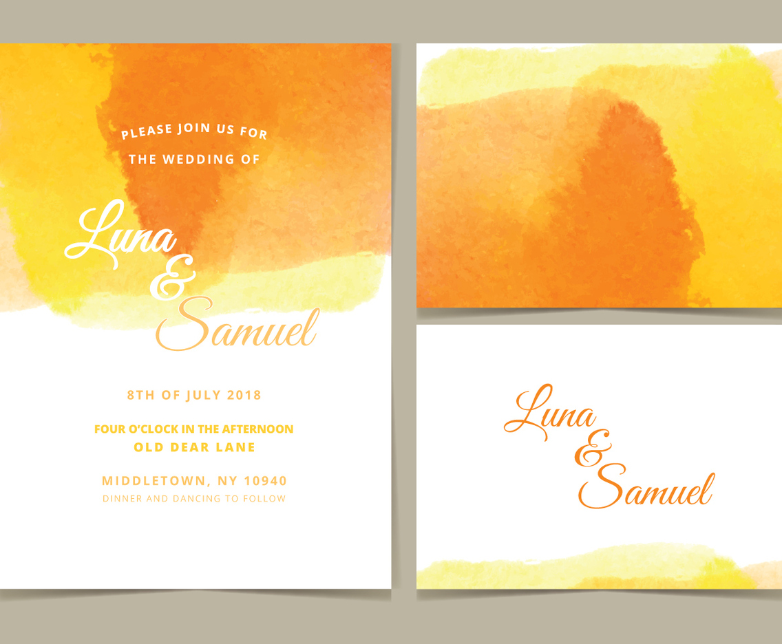 Vector Watercolor Wedding Invite