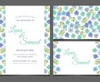 Vector Blue Floral Wedding Invite