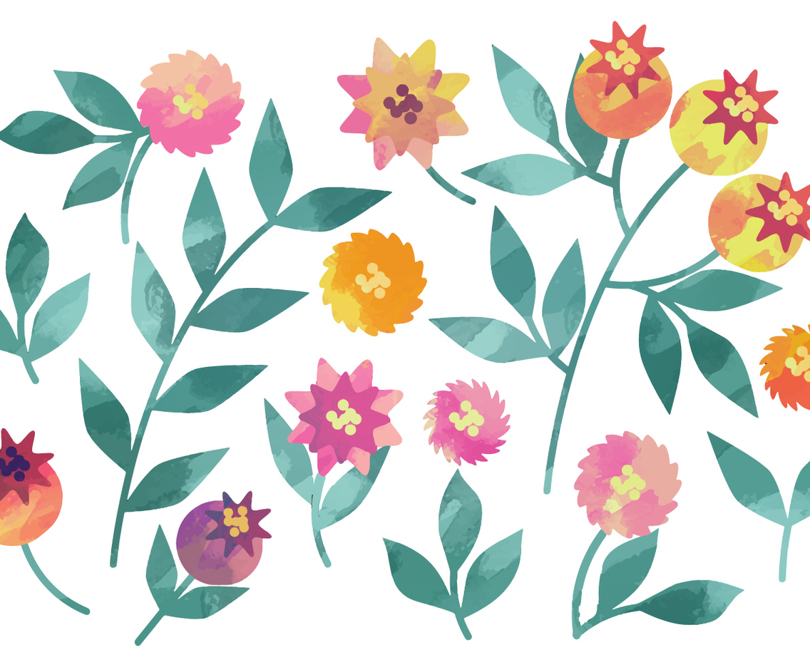 Vector Watercolor Rosehip Elements