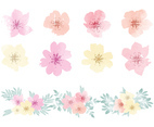 Vector Watercolor Hawaiian Flower Elements
