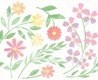 Vector Cute Watercolor Flower Elements