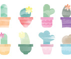 Vector Watercolor Cactus Elements