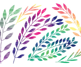 Vector Rainbow Watercolor Branches