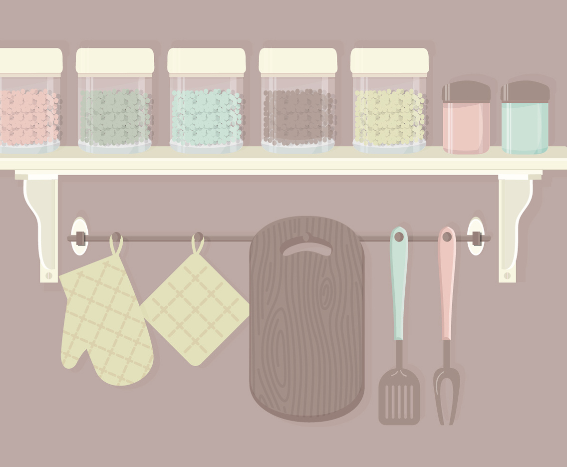Cute Kitchen Elements Vector Set