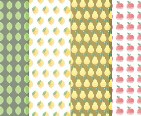 Vector Citrus and Fruit Pattern Set