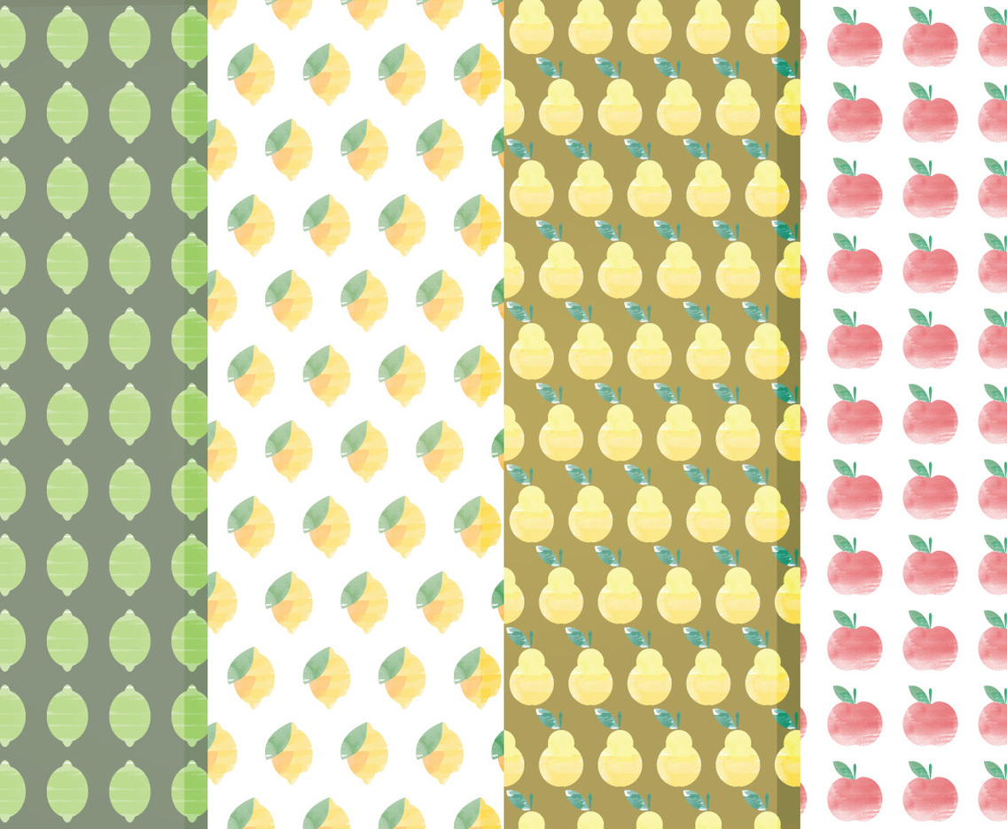 Vector Citrus and Fruit Pattern Set