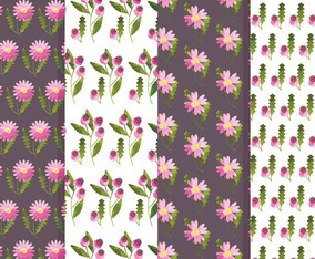 Vector Flower and Rosehip Pattern Set